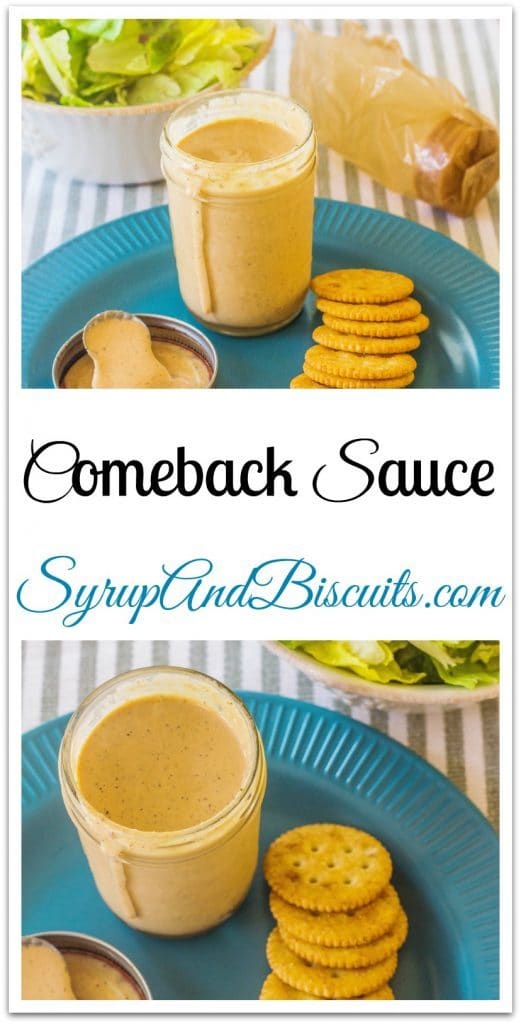 Comeback Sauce in a jar with crackers on a plate